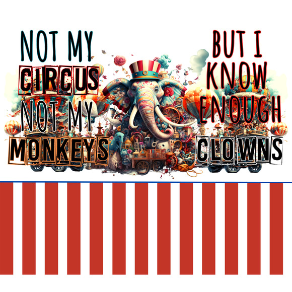 Not My CIRCUS Monkeys Clowns Stainless Steel Custom 20oz Tumbler W/ Lid & Straw - Picture 2 of 2